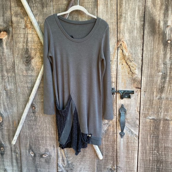 COPY - Tunic Dress+Vest Cardigan, S/M, dark gray green, gray - Picture 7 of 16